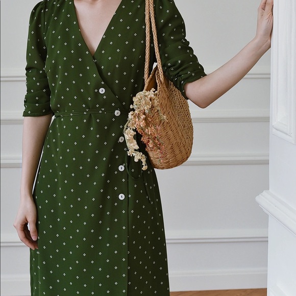 Simple Retro Jade Chiffon Tea Dress - Picture 3 of 5